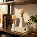Aurea Candle Holder | Natural White Marble with Gold Accent, Pillar Design 0