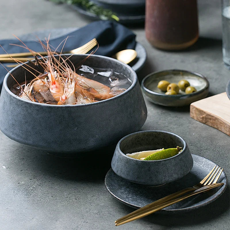 Blythe Stoneware Bowls | Chip-Resistant Matte Blue Porcelain Set 2