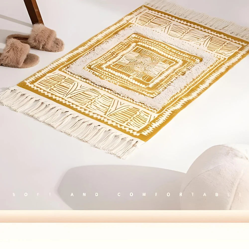 Breezy Fringe Rug | Bohemian Microfiber-Cotton Blend 0