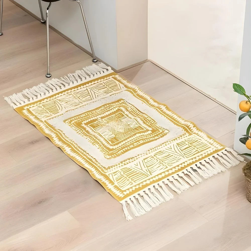 Breezy Fringe Rug | Bohemian Microfiber-Cotton Blend 1
