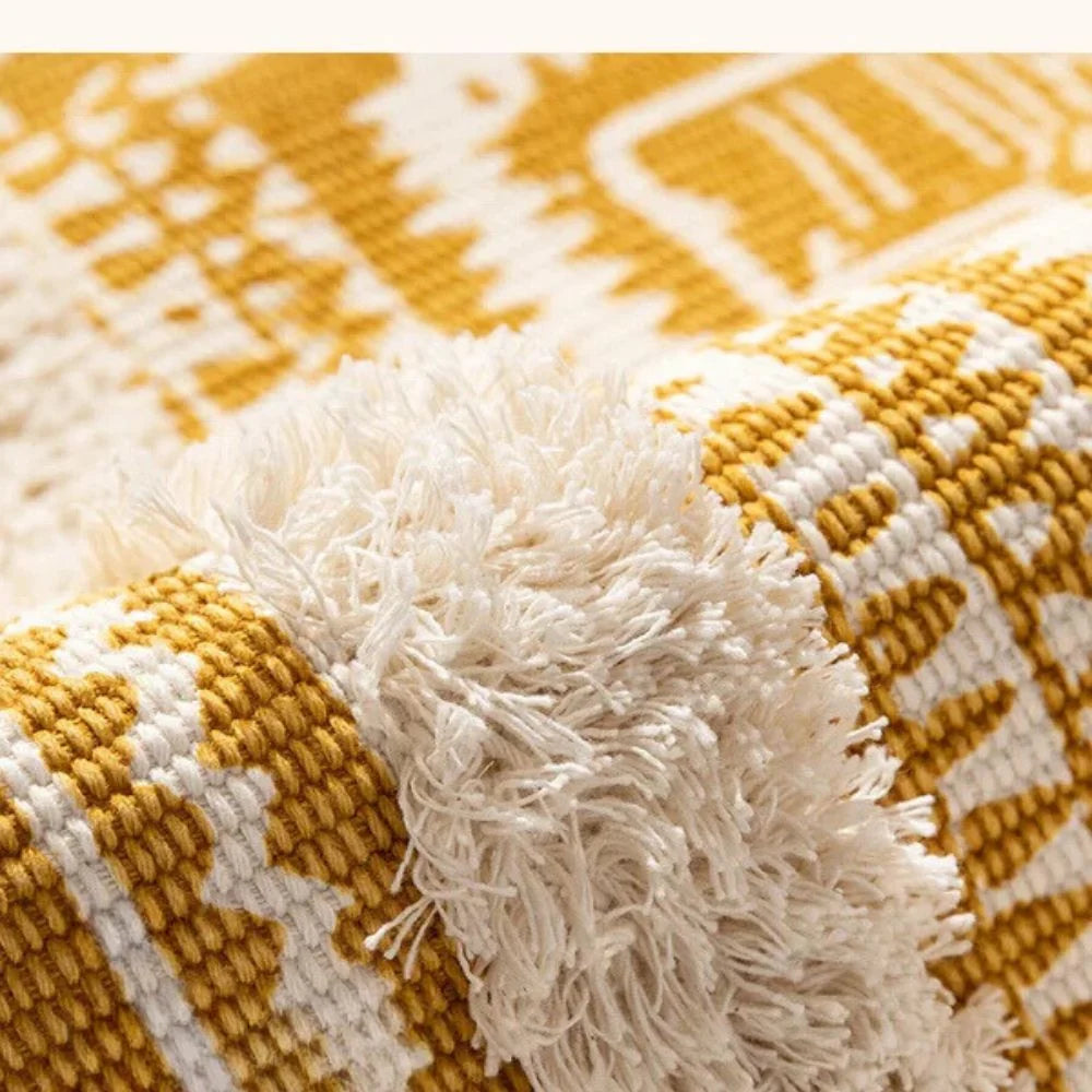 Breezy Fringe Rug | Bohemian Microfiber-Cotton Blend 3