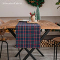 Brennan Tartan Table Runner | Navy Blue Cotton Linen for Holiday Decor 0