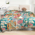 Brielle Cotton Throw Blanket | Bohemian Floral Patchwork with Tassels 0