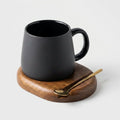 Cera Coffee Mug Set | Ceramic Porcelain with Gold Spoon and Wooden Coaster 0
