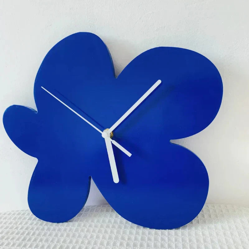 Cobalt Modern Wall Clock | Silent Quartz, Matte MDF Blue, Geometric Design 5