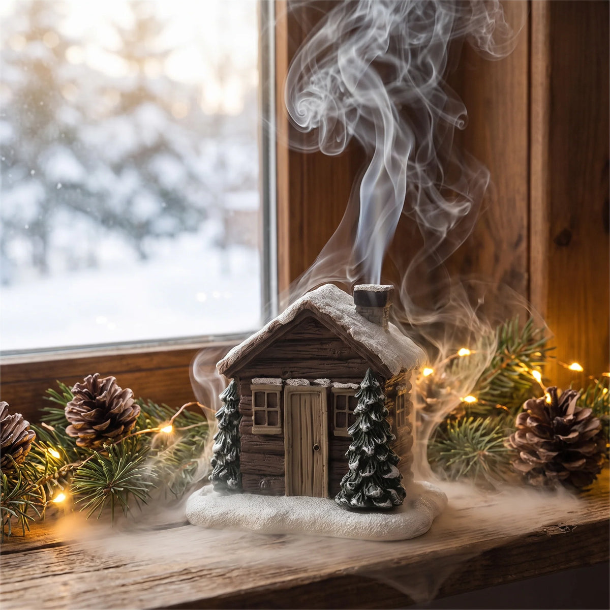 Cove Incense Burner | Rustic Resin Log Cabin Design, Cone Compatible 1