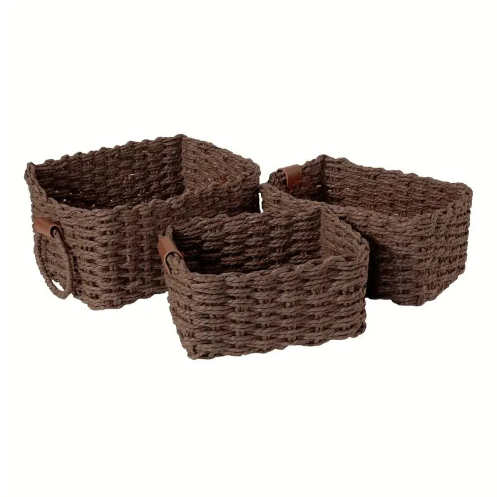 Elios Rattan Basket Set | Handwoven, Three Sizes 0