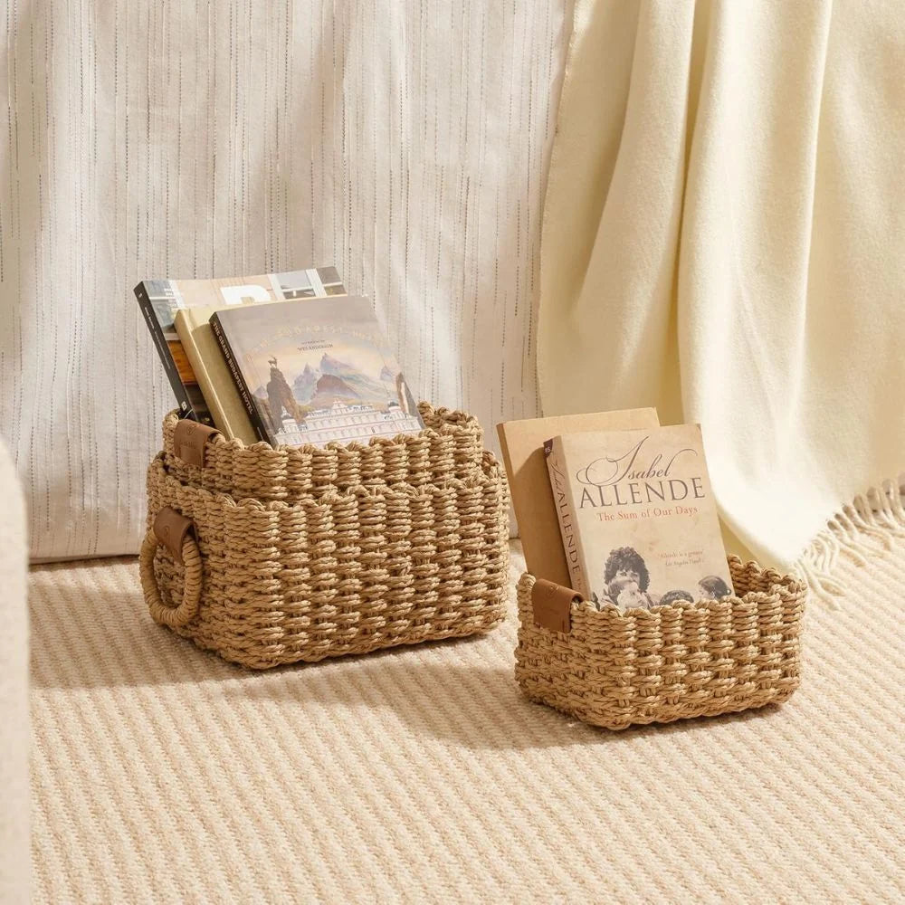 Elios Rattan Basket Set | Handwoven, Three Sizes 1