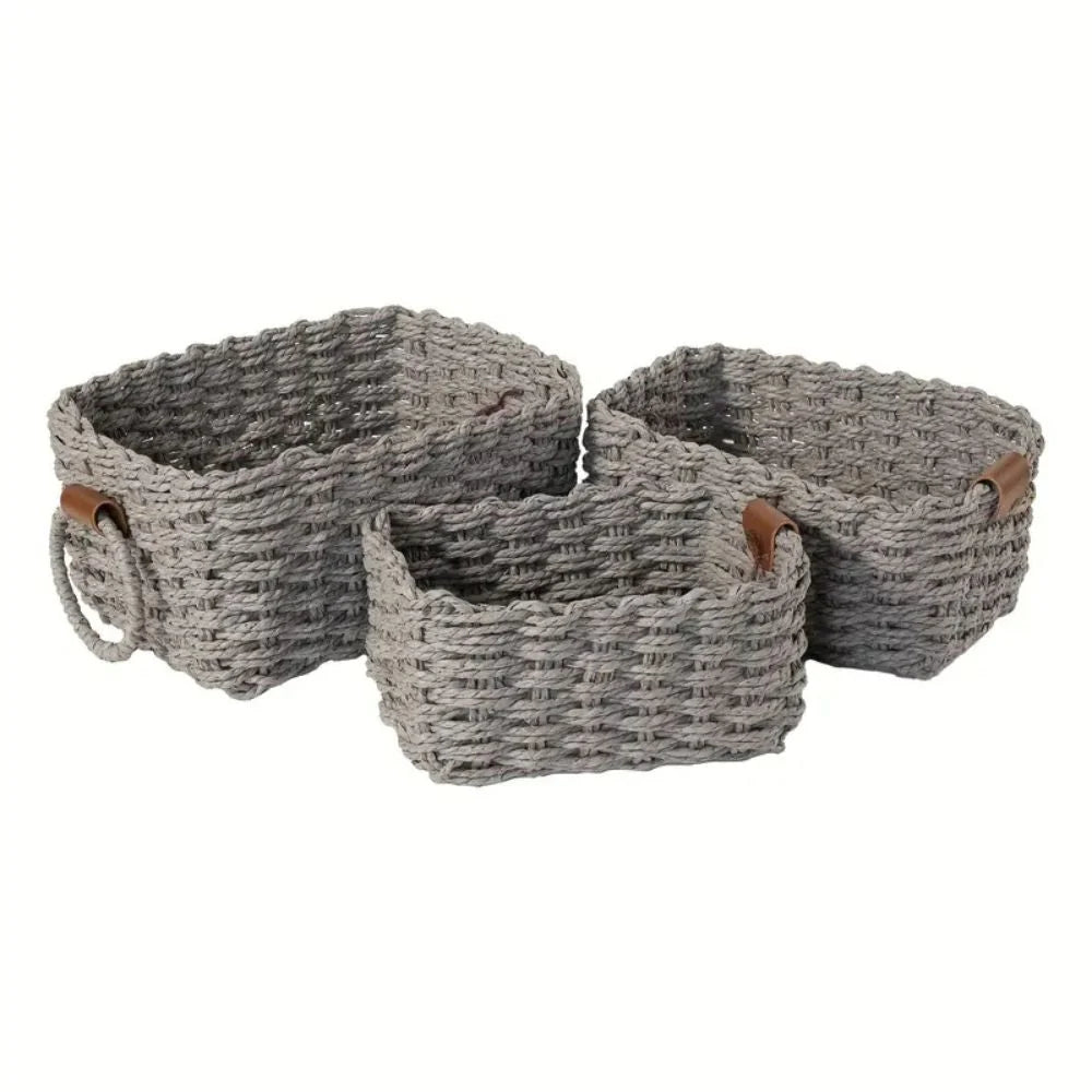 Elios Rattan Basket Set | Handwoven, Three Sizes 10