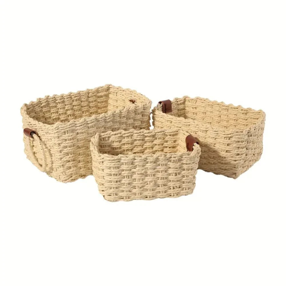 Elios Rattan Basket Set | Handwoven, Three Sizes 11