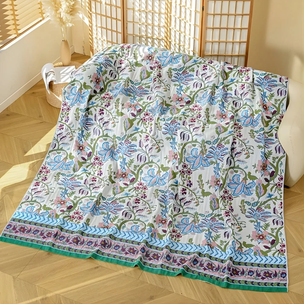 Elysia Floral Blanket | 100% Cotton, Reversible Design 3