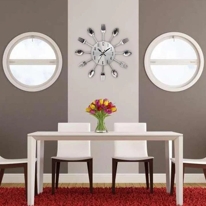 Gavino Cutlery Wall Clock | Metal, Waterproof Kitchen Decor 2