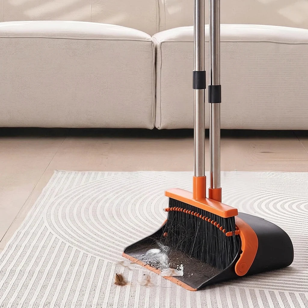 Gavix Broom and Dustpan Set | Upright Design, Self-Cleaning Teeth, Adjustable Handles 1