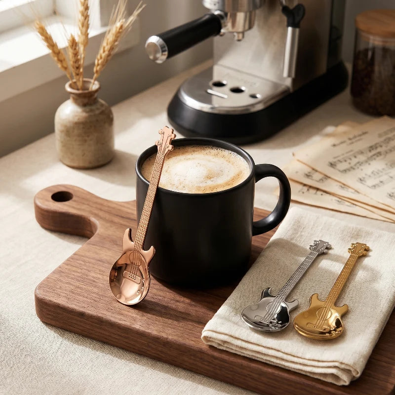 Gleam Guitar Spoons Set | Stainless Steel, Rust-Resistant Tea, Coffee, and Dessert Spoons 1