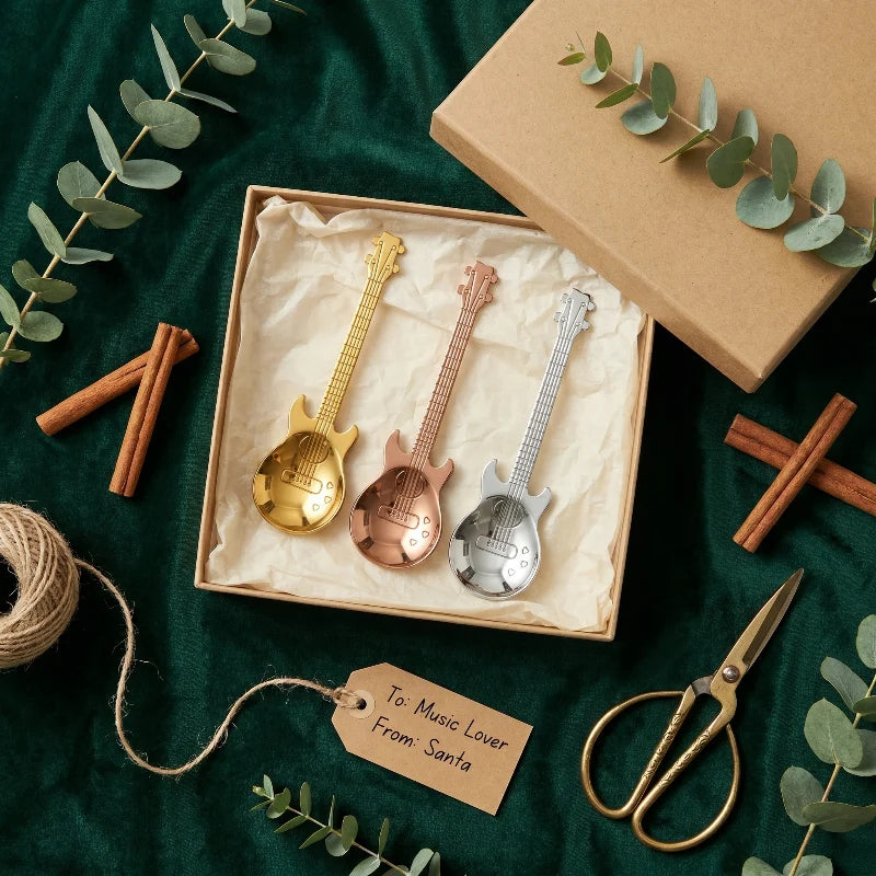 Gleam Guitar Spoons Set | Stainless Steel, Rust-Resistant Tea, Coffee, and Dessert Spoons 3