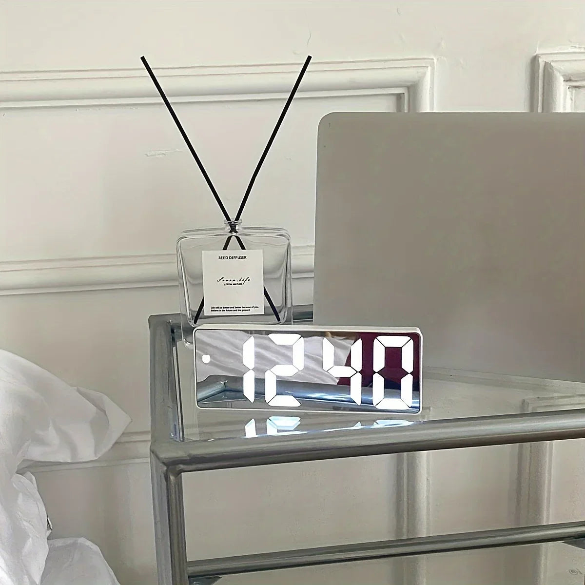 Gleam Mirror Alarm Clock | Digital LED with Temperature Display, Dual Power Modes 4