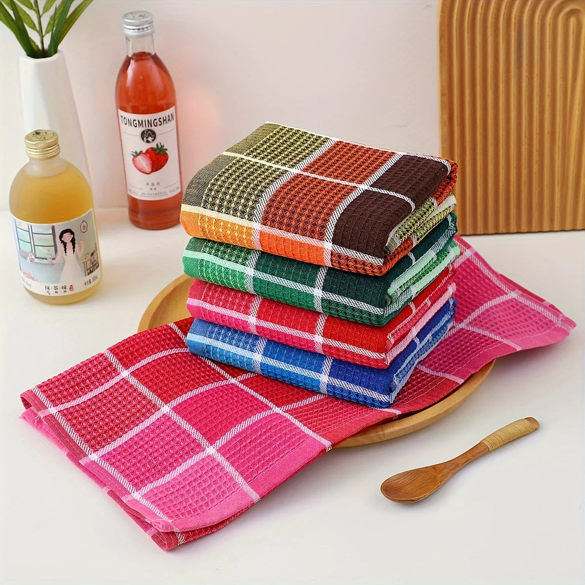 Gleama Kitchen Dish Cloths | Absorbent Cotton-Polyester, Multi-Color Set 3