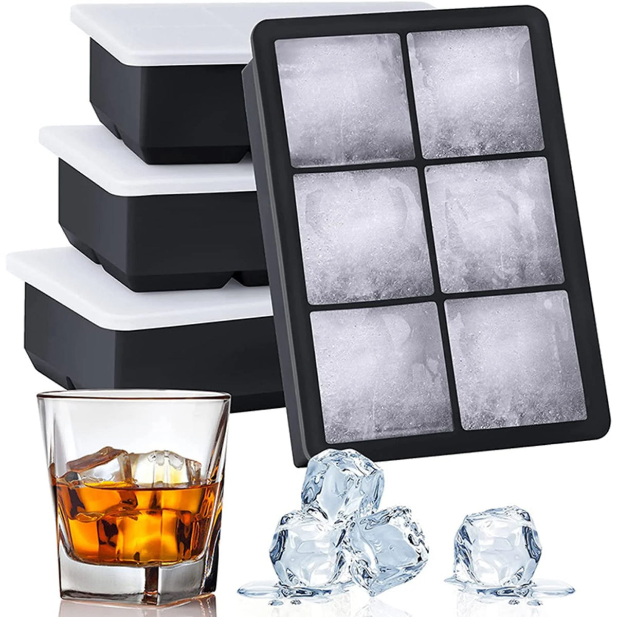 Glenna Large Ice Cube Tray | Flexible Silicone, Jumbo Ice Molds 1