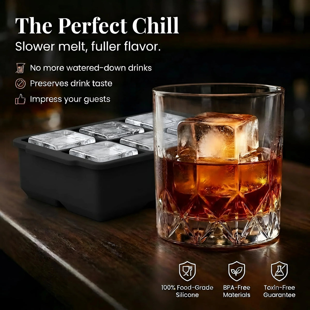 Glenna Large Ice Cube Tray | Flexible Silicone, Jumbo Ice Molds 3
