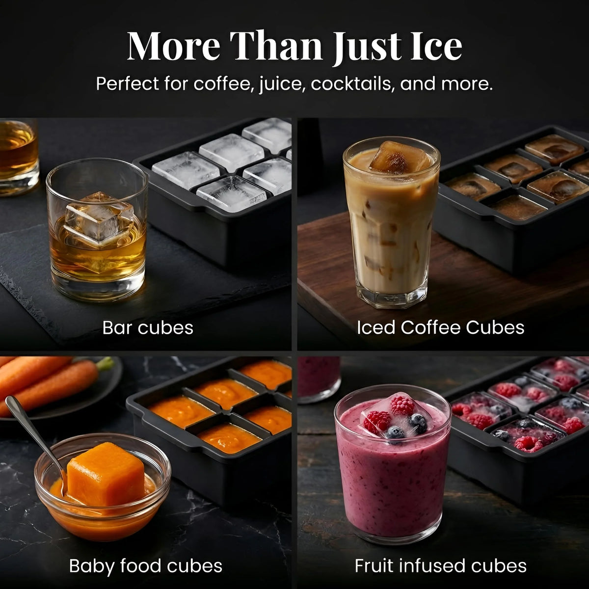 Glenna Large Ice Cube Tray | Flexible Silicone, Jumbo Ice Molds 4