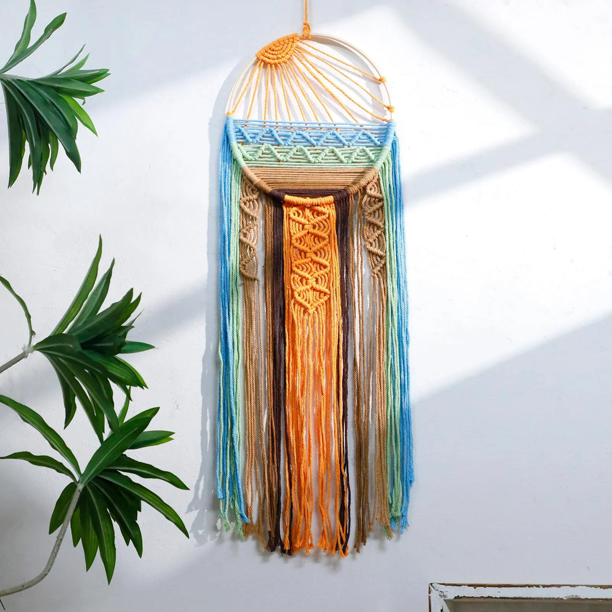 Glenna Macrame Wall Hanging | Cotton Sunrise Wall Art Decor, 10x28 Inches 0