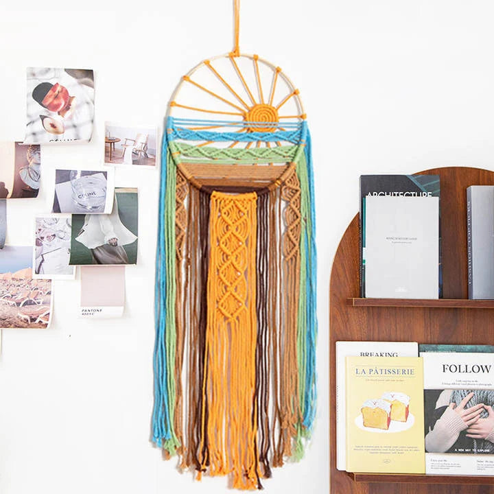 Glenna Macrame Wall Hanging | Cotton Sunrise Wall Art Decor, 10x28 Inches 1