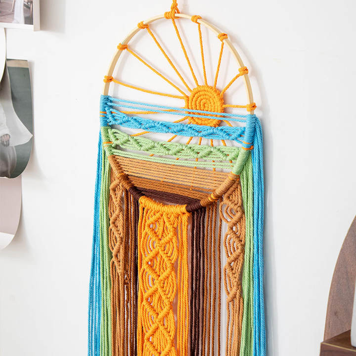 Glenna Macrame Wall Hanging | Cotton Sunrise Wall Art Decor, 10x28 Inches 3