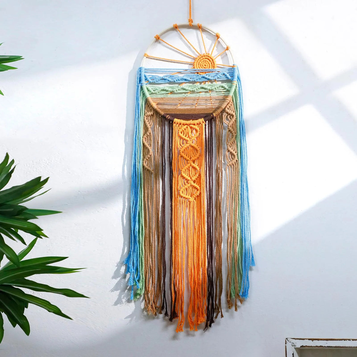 Glenna Macrame Wall Hanging | Cotton Sunrise Wall Art Decor, 10x28 Inches 6