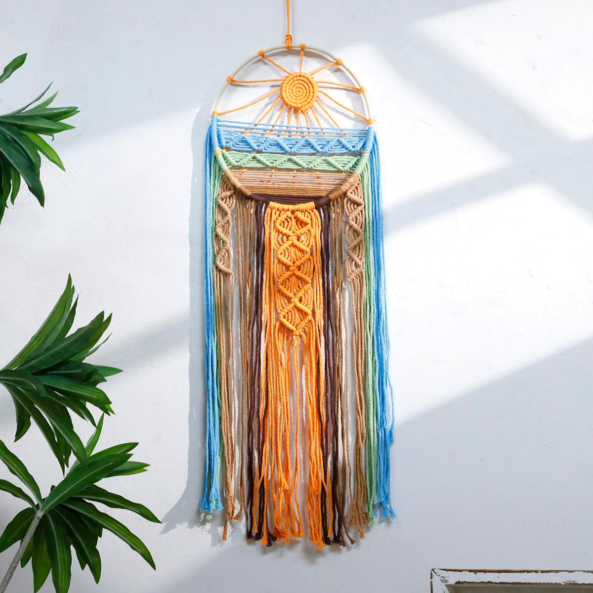 Glenna Macrame Wall Hanging | Cotton Sunrise Wall Art Decor, 10x28 Inches 7