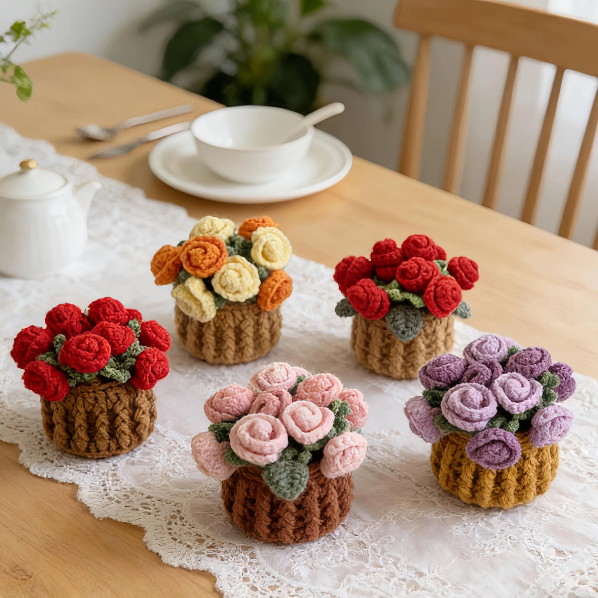 Glenna Rose Coaster Set | Crochet Floral Design, Table Mats and Coasters 1