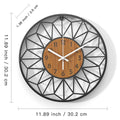 Glenor Modern Wall Clock | Geometric Metal Frame, Wood Grain Dial 0