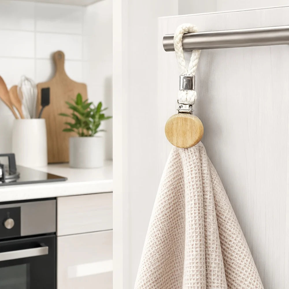 Glenor Towel Clips Set | Cotton Loop, Stainless Steel Hook 1