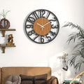 Glenora Large Wall Clock | 3D Roman Numerals, Metal and Wood Design 0