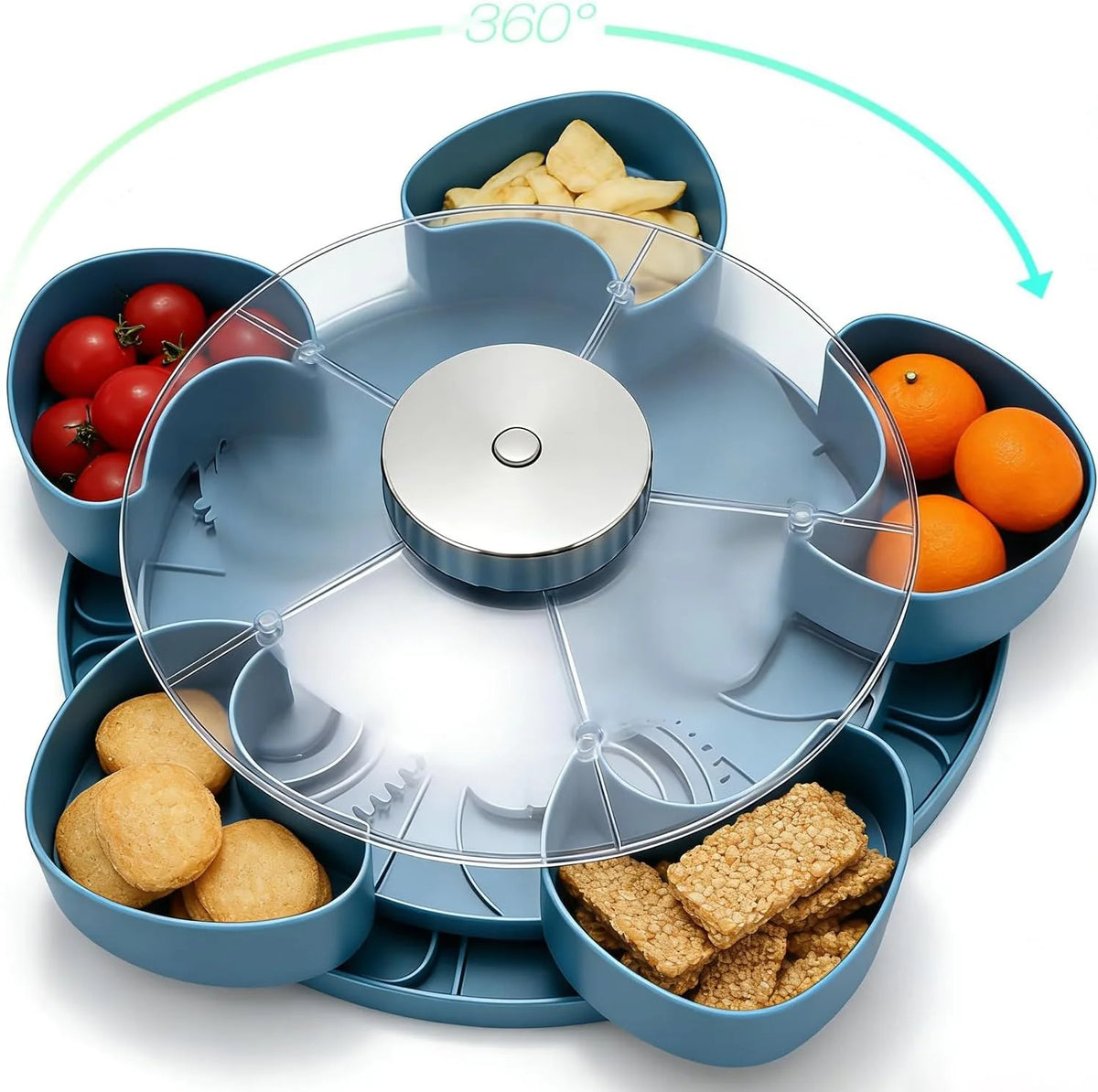 Glenora Snack Tray | Rotating, Divided Compartments, Lightweight Plastic 1