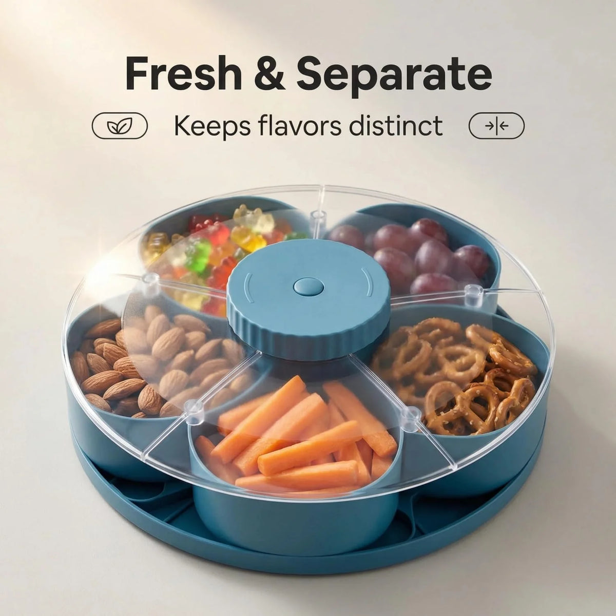 Glenora Snack Tray | Rotating, Divided Compartments, Lightweight Plastic 3