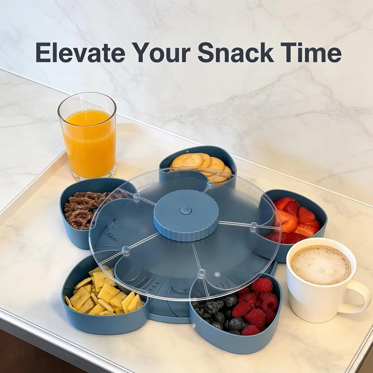 Glenora Snack Tray | Rotating, Divided Compartments, Lightweight Plastic 4