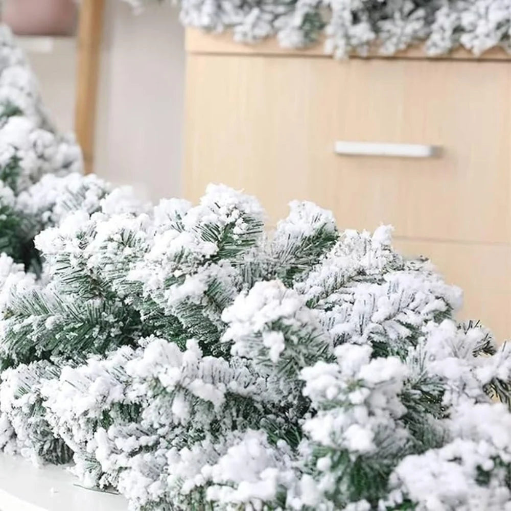 Haven Frosted Garland | Snow Flocked Pine and Cedar 5