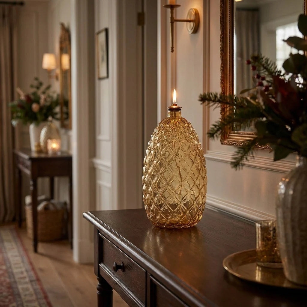 Haven Glass Oil Lamp | Hand-Blown Embossed Vintage Design 6