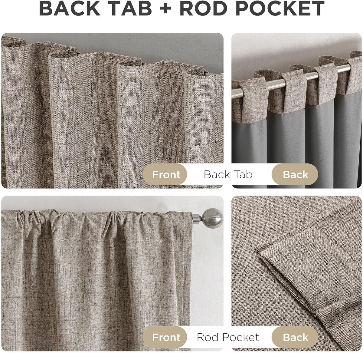 Jovia Blackout Curtains | 100% Light Blocking, Thermal Insulated Faux Linen Panels 5