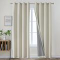 Jovia Blackout Curtains | Thermal Insulated Faux Linen, 42x95 Inch, Light Beige 0