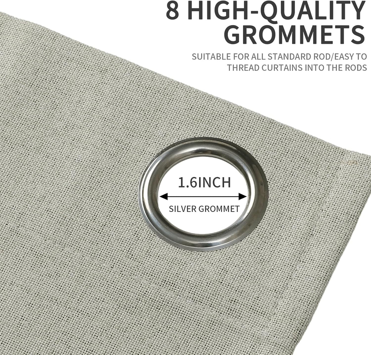 Jovia Blackout Curtains | Thermal Insulated Faux Linen, 42x95 Inch, Light Beige 5