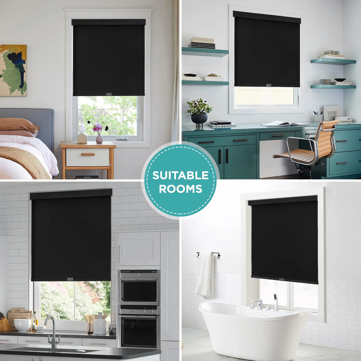 Jovia Blackout Roller Shades | Cordless, 100% Polyester, UV Protection 7
