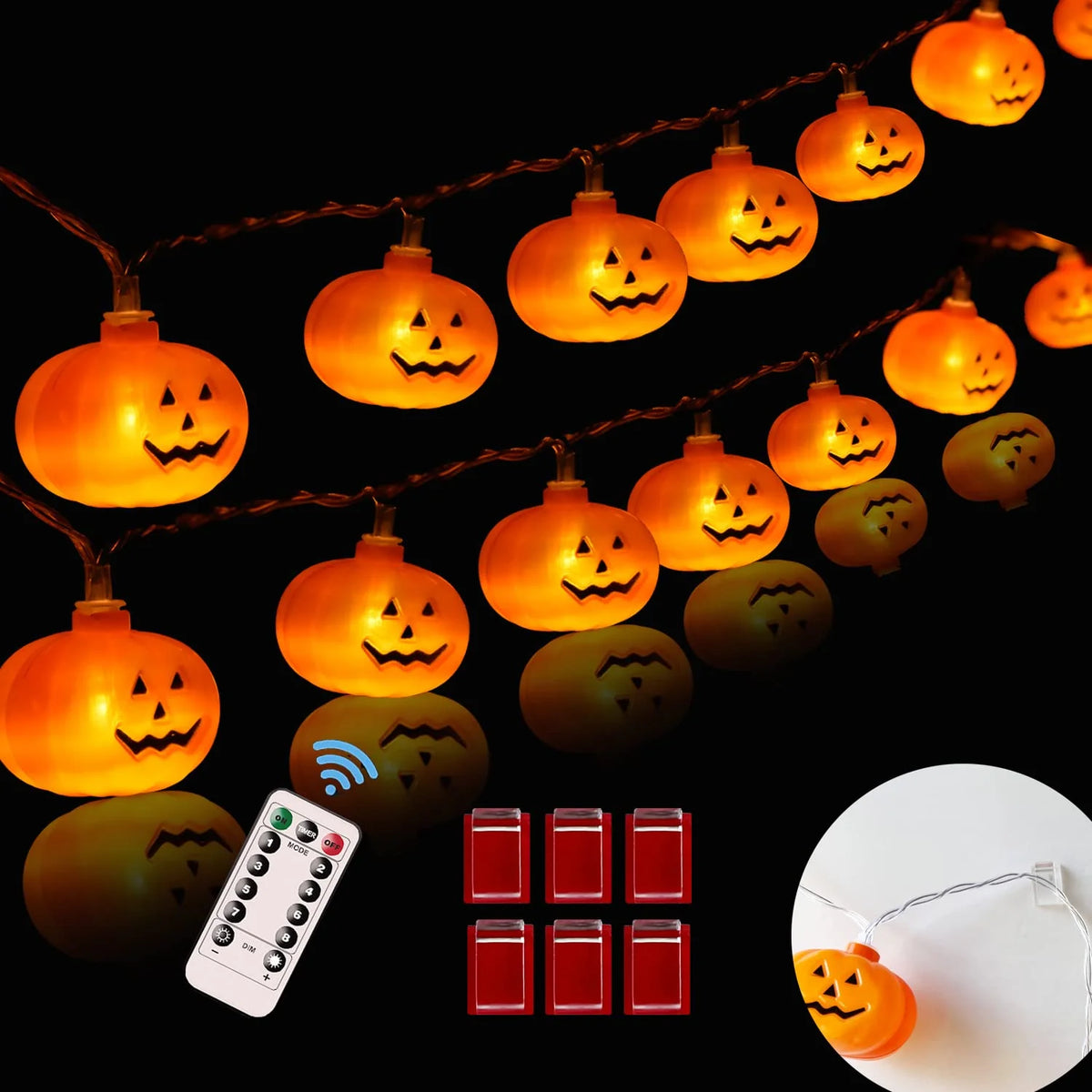 Lumo Pumpkin String Lights | 40 LEDs, 6.1m Outdoor Party Lights 0