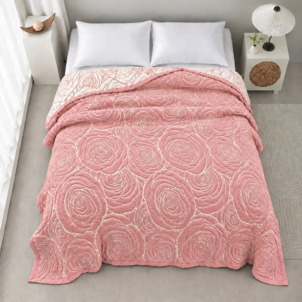 Luna Whisper Blanket | Lightweight Rose Jacquard Cotton 6
