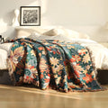 Mira Floral Throw Blanket | Lightweight Cotton with Tassel Edges 0