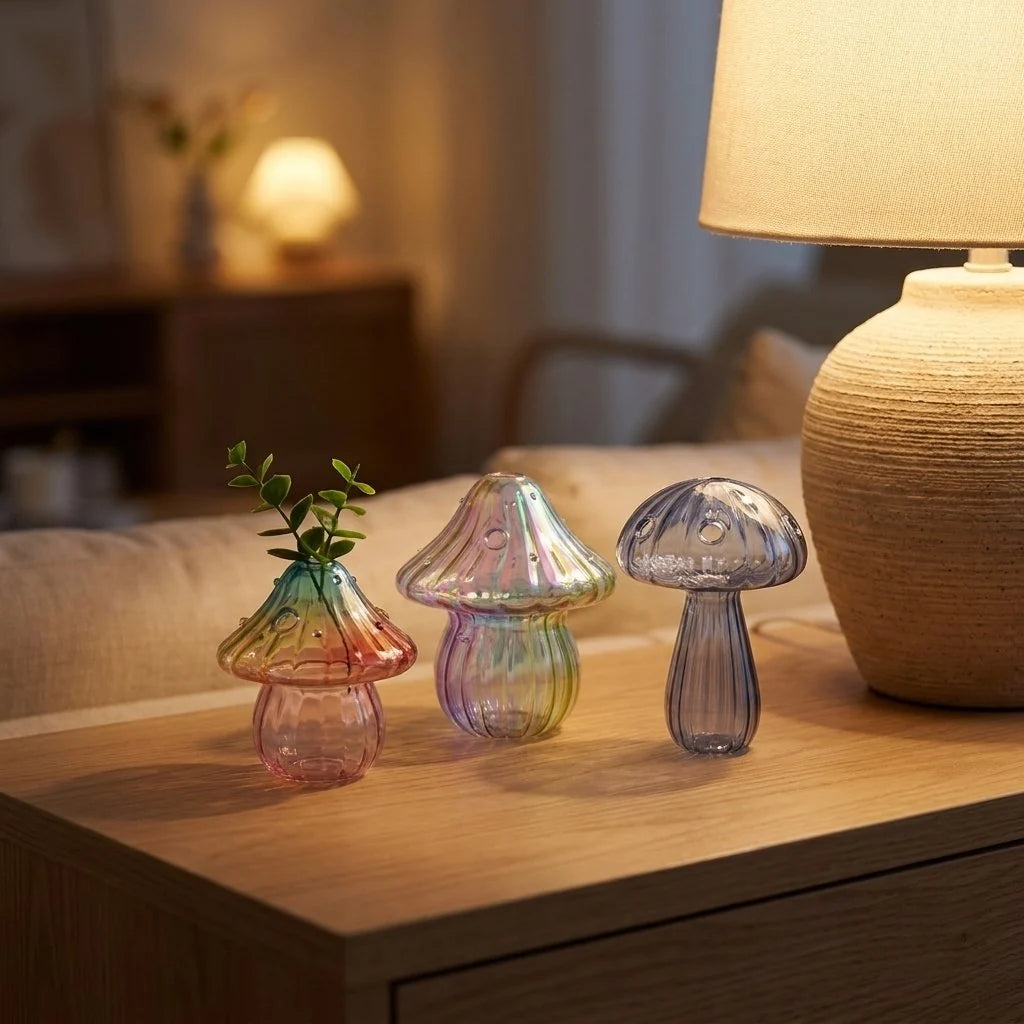 Mira Glass Vase | Hand-Blown Clear Mushroom Shape for Plants and Aromatherapy 1
