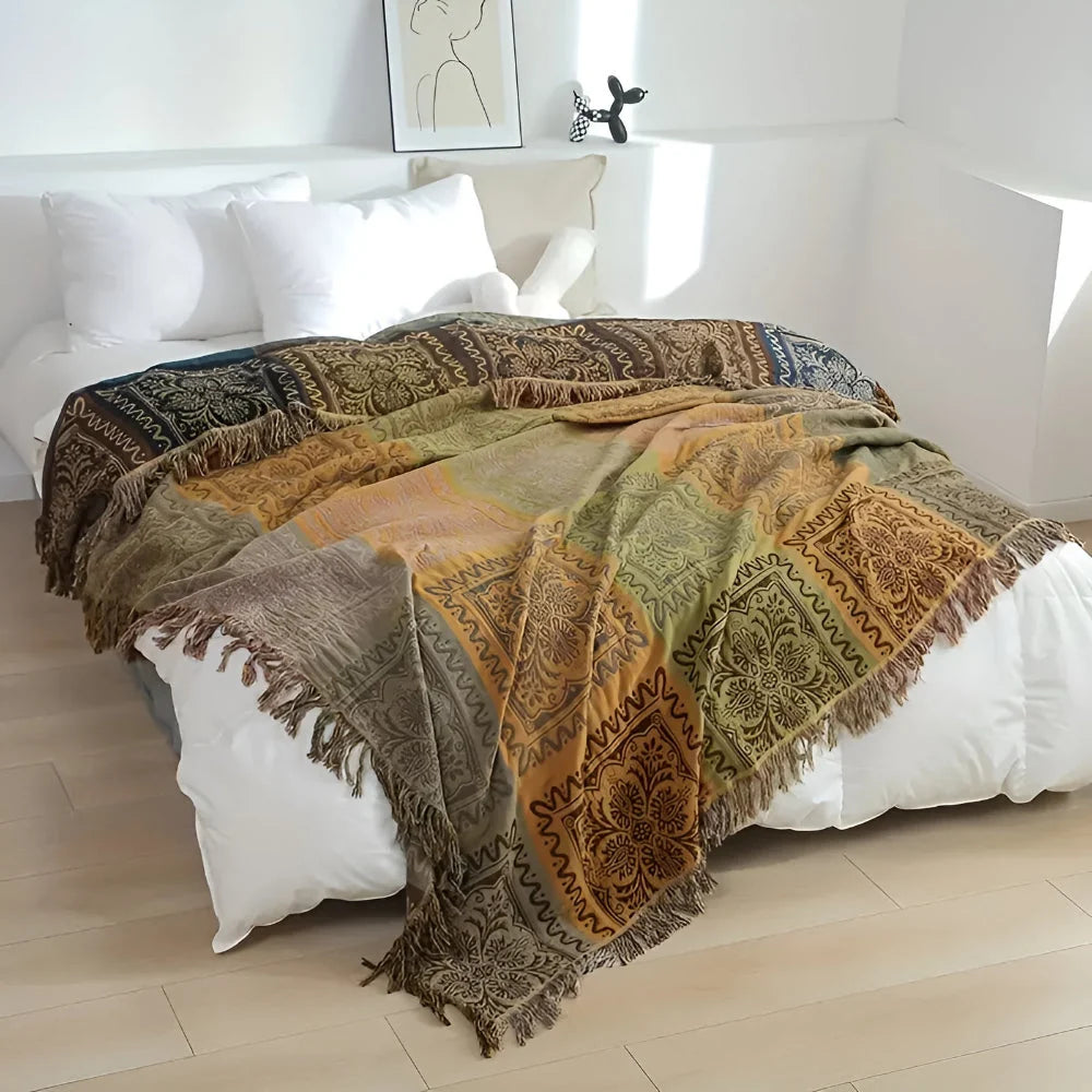 Mira Throw Blanket | 100% Cotton, Multi-Colored Mandala Design 8