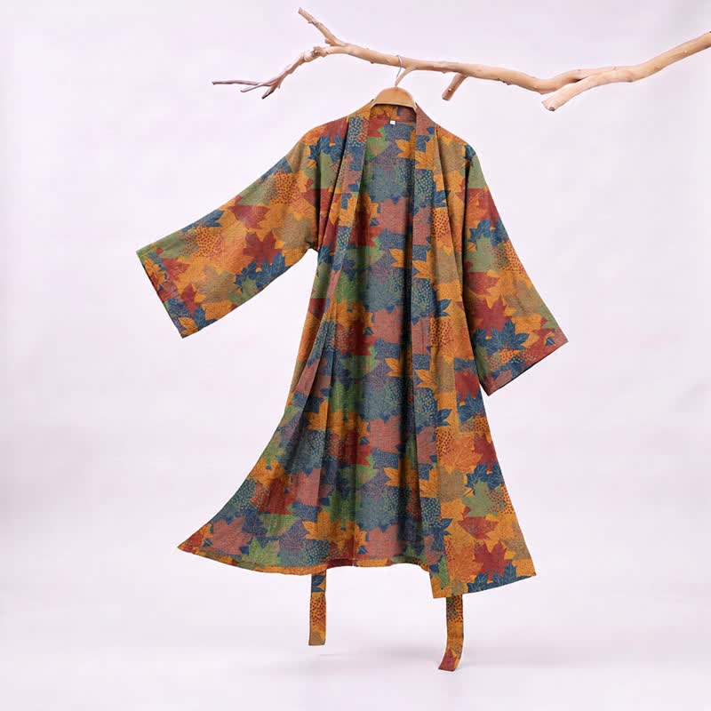 Oasis Maple Leaf Kimono Robe | 100% Cotton, Open-Front Design 10