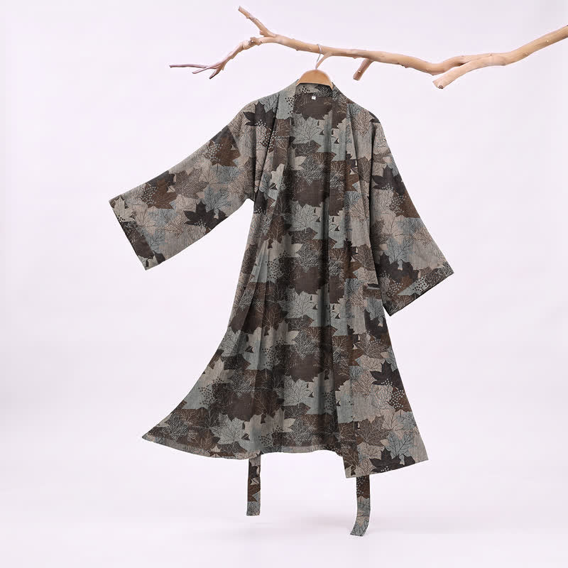 Oasis Maple Leaf Kimono Robe | 100% Cotton, Open-Front Design 12