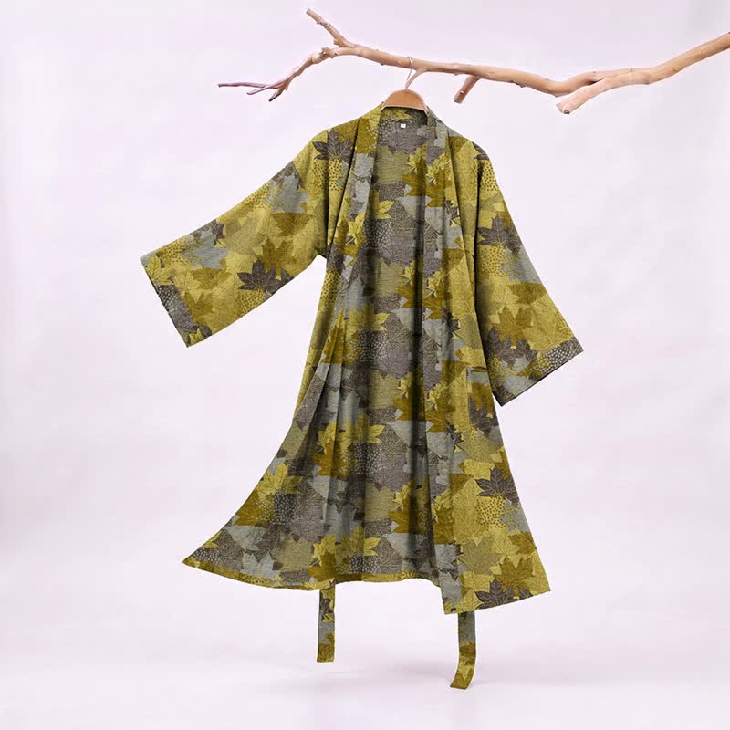 Oasis Maple Leaf Kimono Robe | 100% Cotton, Open-Front Design 14